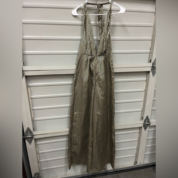 ASOS NWT Gold Black Shiny Adjustable Straps Jumpsuit 4 - Picture 1 of 4